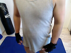 Workout turns to Sweaty Cumshot