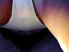 Split Skirt and Tan Nylons