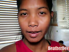 Thai teen Heather Deep gives deepthroat blowjob – Asian