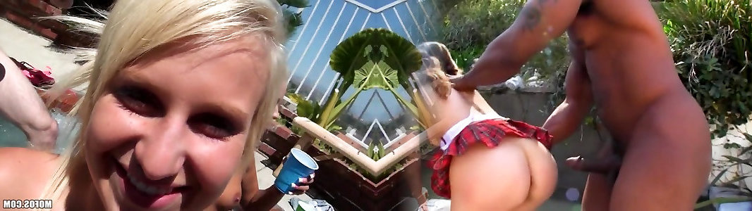 Poolside fun with two blondes casting Destiny James and London Gianna